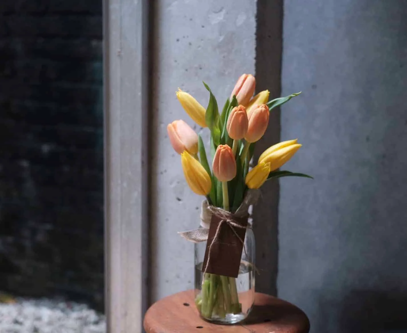 Mixed Color Tulips in Jar